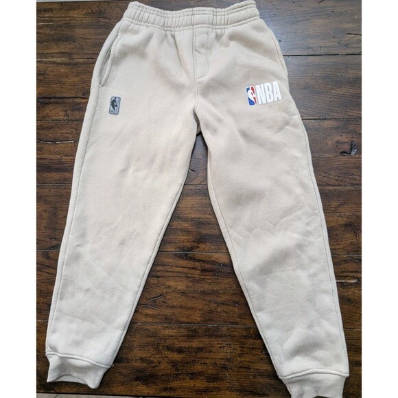NBA Basketball Logo Jogger Sweatpants Kids Youth 10-12 Beige Tan Sand - Picture 1 of 9